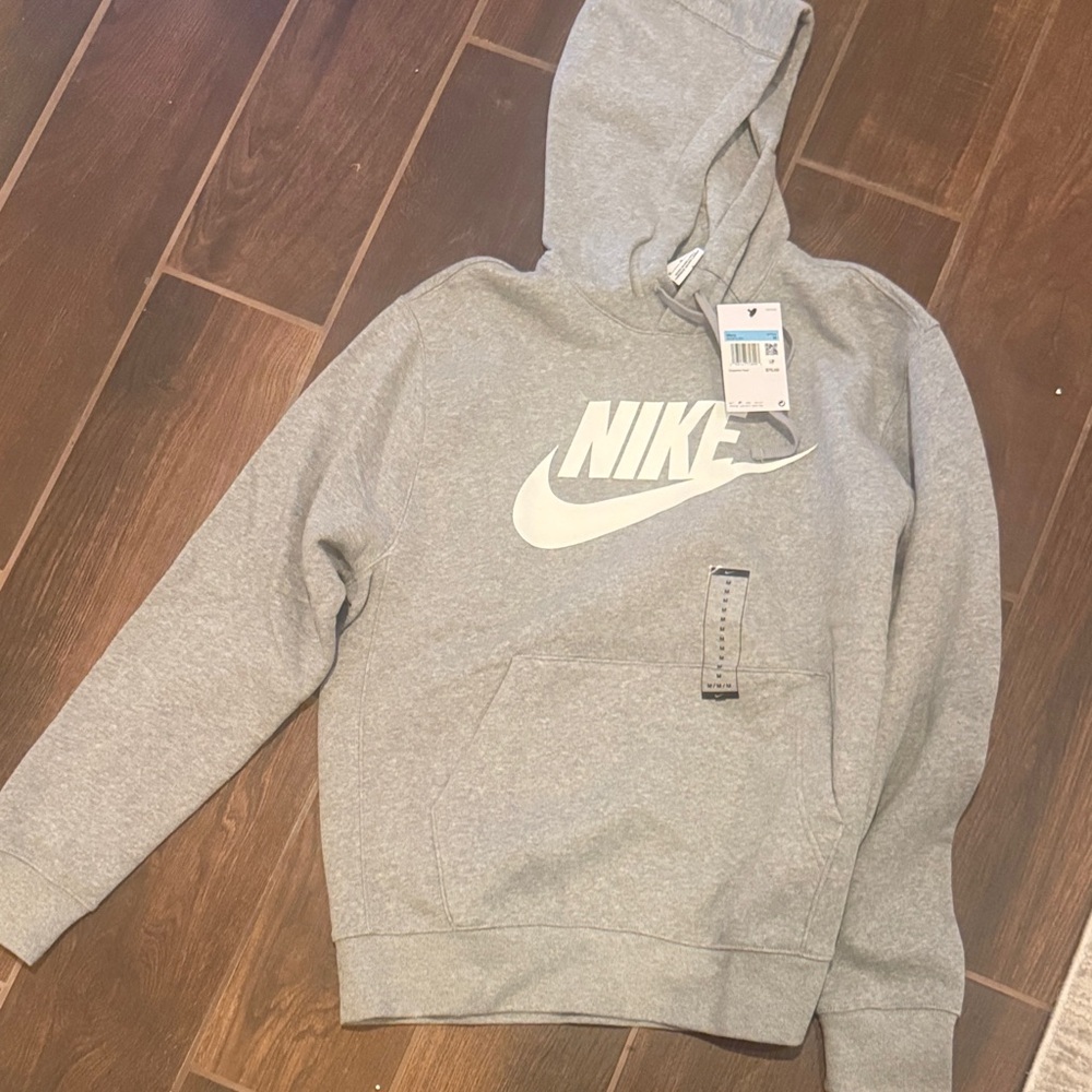 Nike Gray Hoodie with White Logo Mens medium